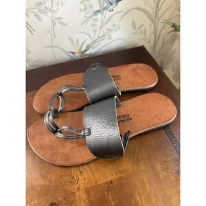 Antonio Gradilla womans Silver leather sandals US 8 BoxR minimalist 10” Length